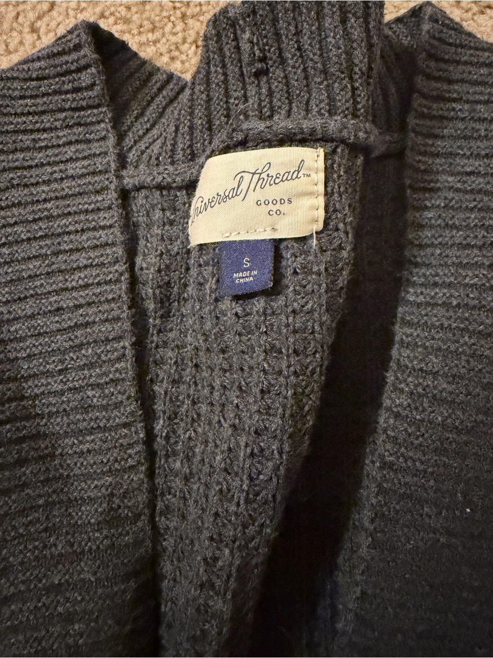 Universal Thread Charcoal Ribbed Open Cardigan - Picture 2 of 2